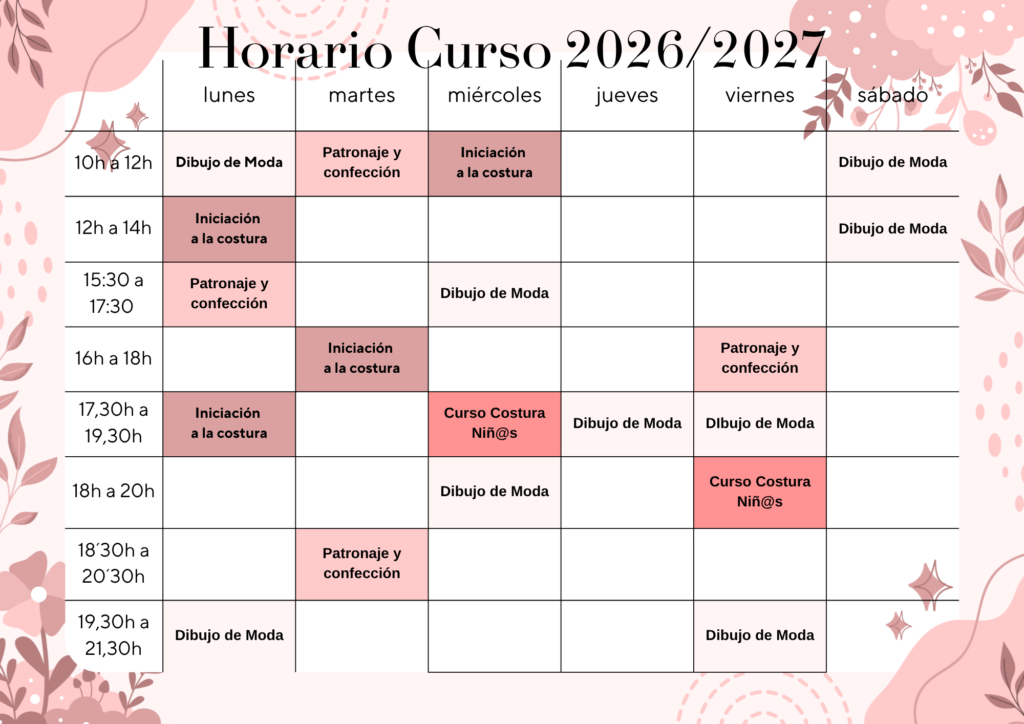 Horarios academia Art Moda Barcelona